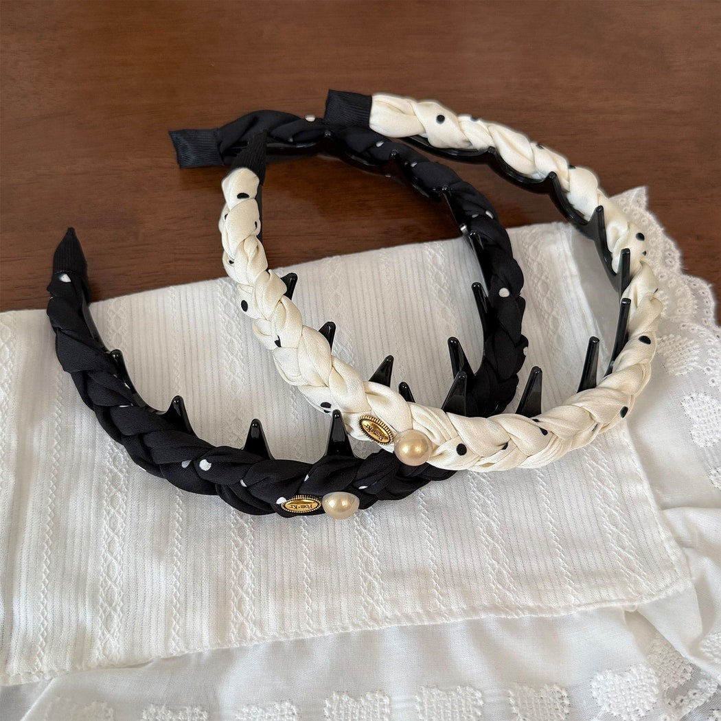 Gifty - Braided Polka Dot Toothed Women's Headband