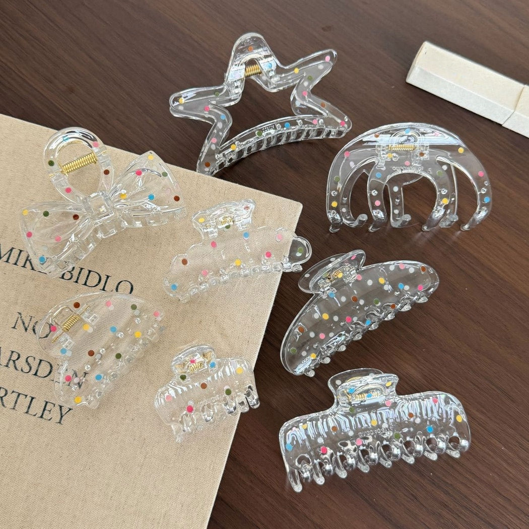 Beau - Transparent Acrylic Polka Dot Claw Clip