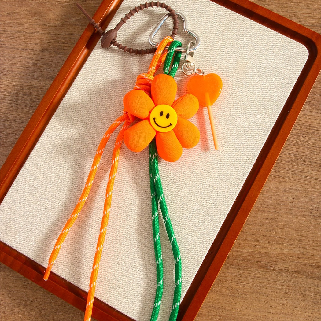 Keypus - Smiley Flower Fabric Keychain Bag Charm