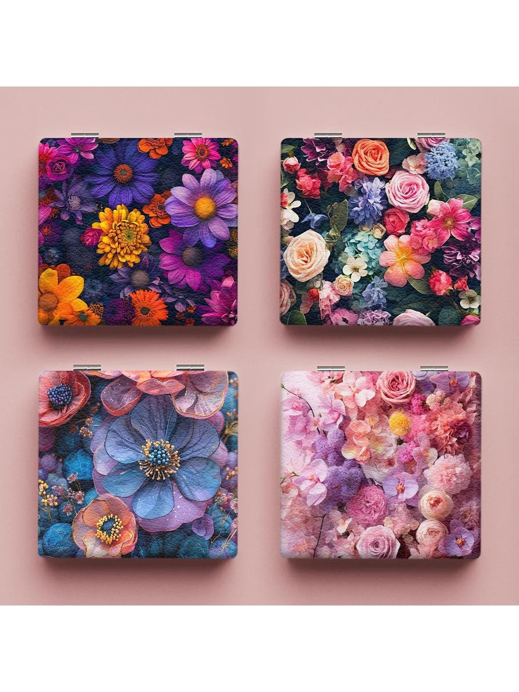 Mirroray - Portable Foldable Floral Print Makeup Mirror