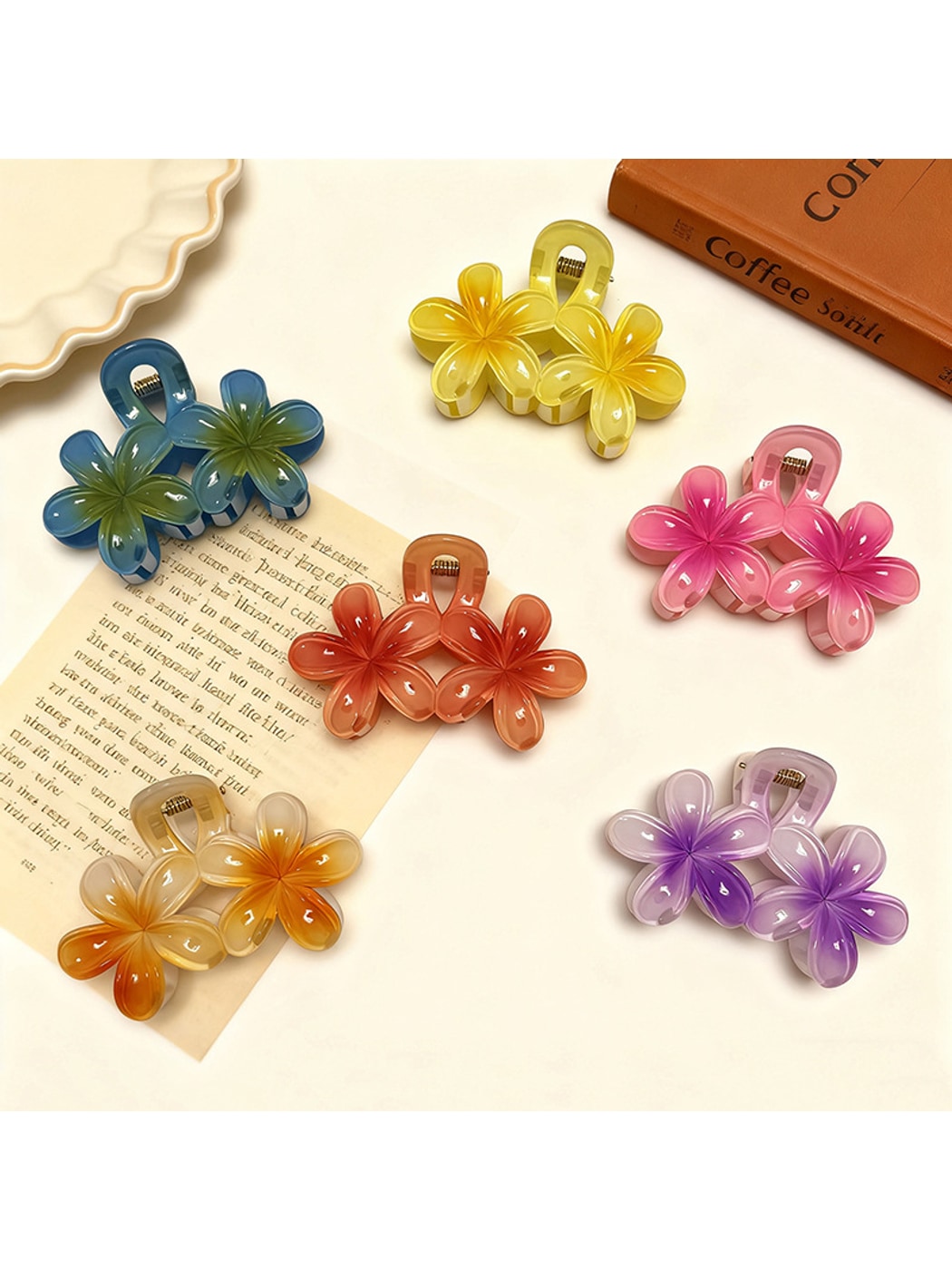 Beau - Sweet Floral Double Bloom Hair Claw Clip