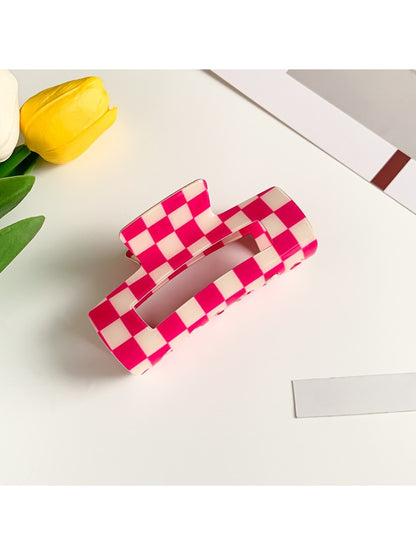 Beau - Checkerboard Macaron Openwork Hair Claw Clip