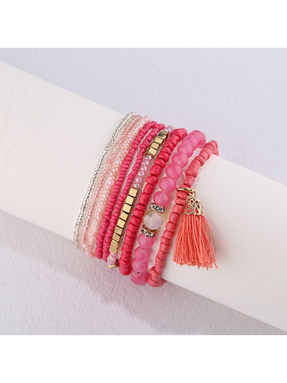 Lovra - Bohemian Layered Tassel Pendant Bracelet