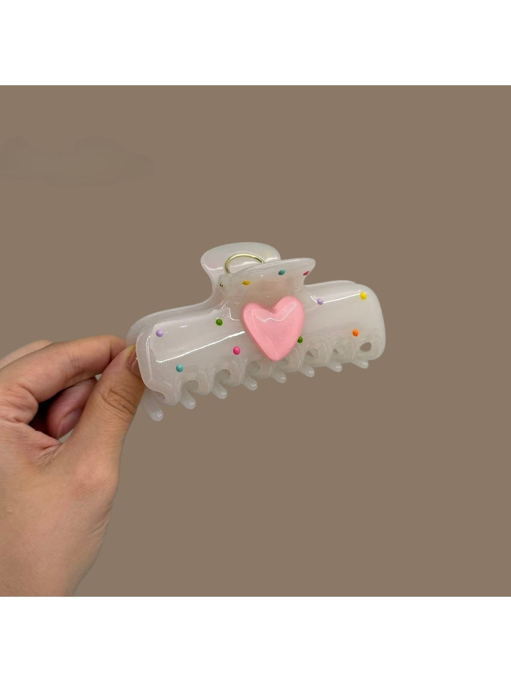 Beau - Sweet Style Heart Detail Polka Dot Claw Clip