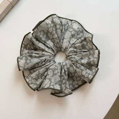 Gifty - Rose Print Layered Ruffle Fabric Hair Scrunchie
