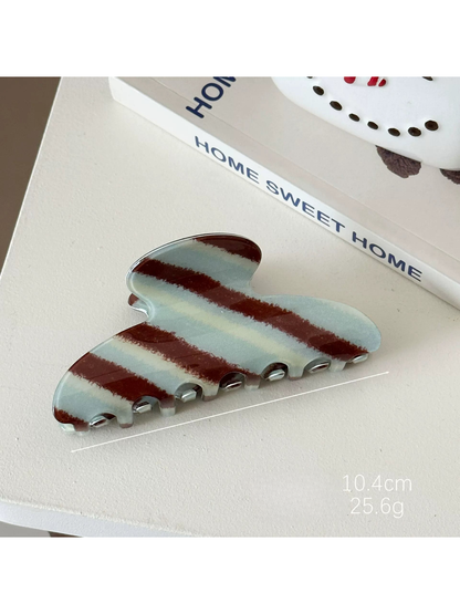 Beau - Striped Glossy Acetate Claw Clip