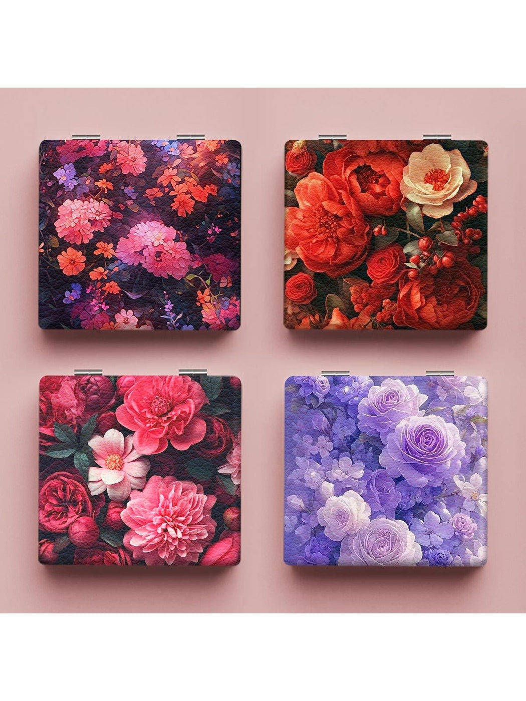 Mirroray - Floral Print Foldable Tabletop Makeup Mirror