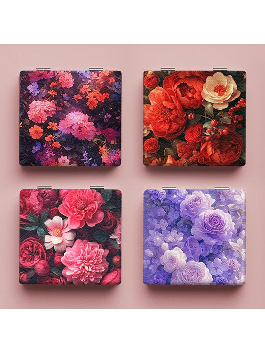 Mirroray - Floral Print Foldable Tabletop Makeup Mirror