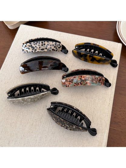Beau - Glossy Marbled Acetate Banana Clip