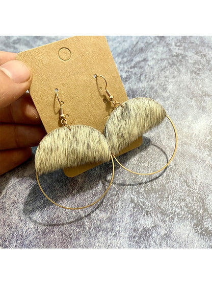 Earedge - Artificial Leather Statement Patchwork Earrings