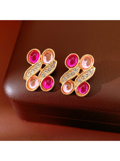 Nozari - Vintage Geometric Oval Rhinestone Necklace