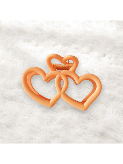 Beau - Double Heart Cutout Plastic Hair Claw Clip