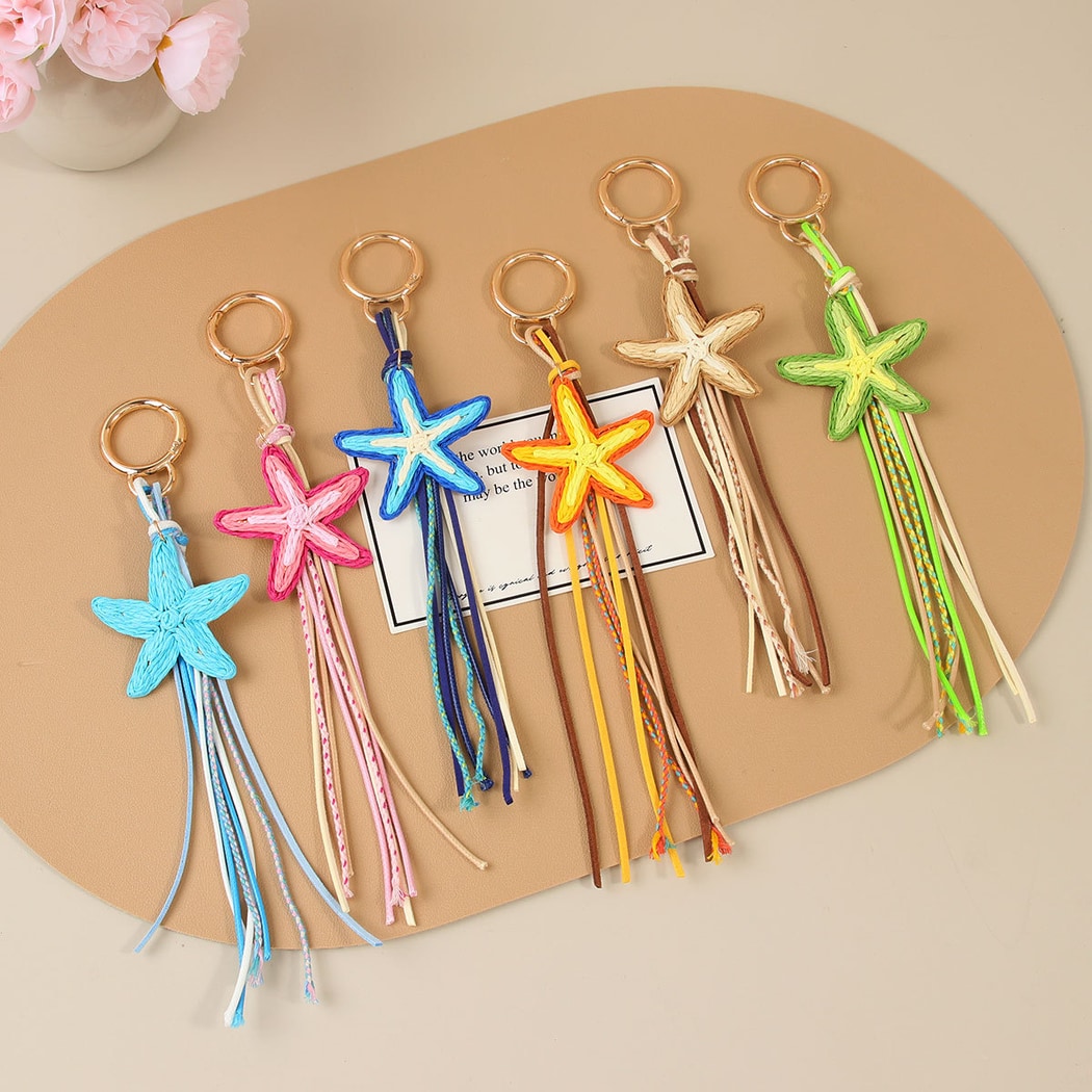 Keypus - Starfish Tassel Bag Charm Alloy Keychain