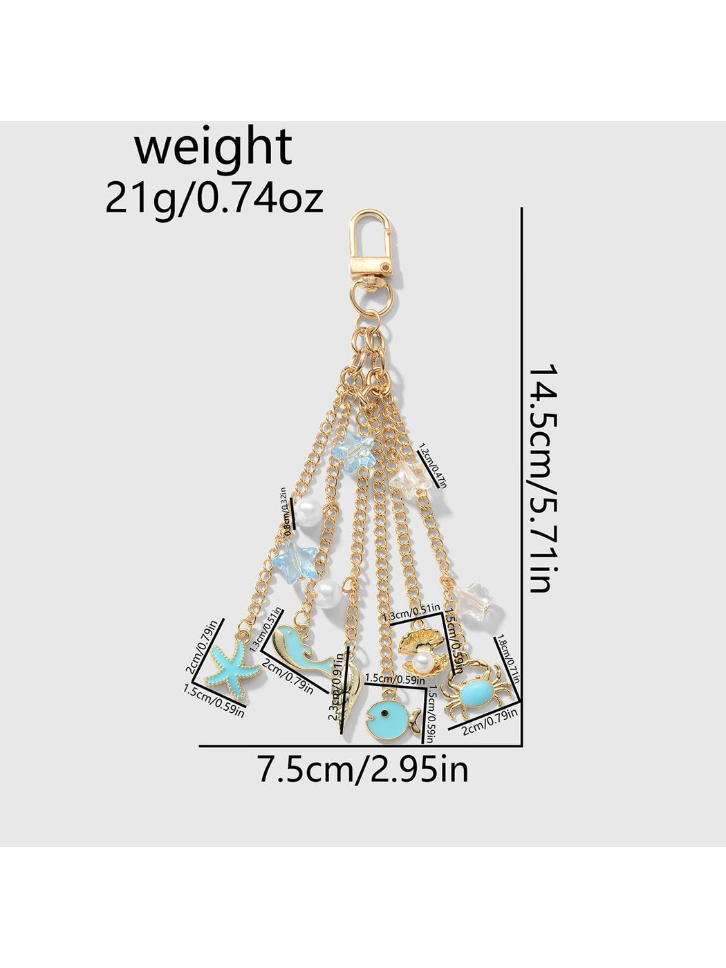 Keypus - Seaweed Motif Alloy Chain Pendant Keychain