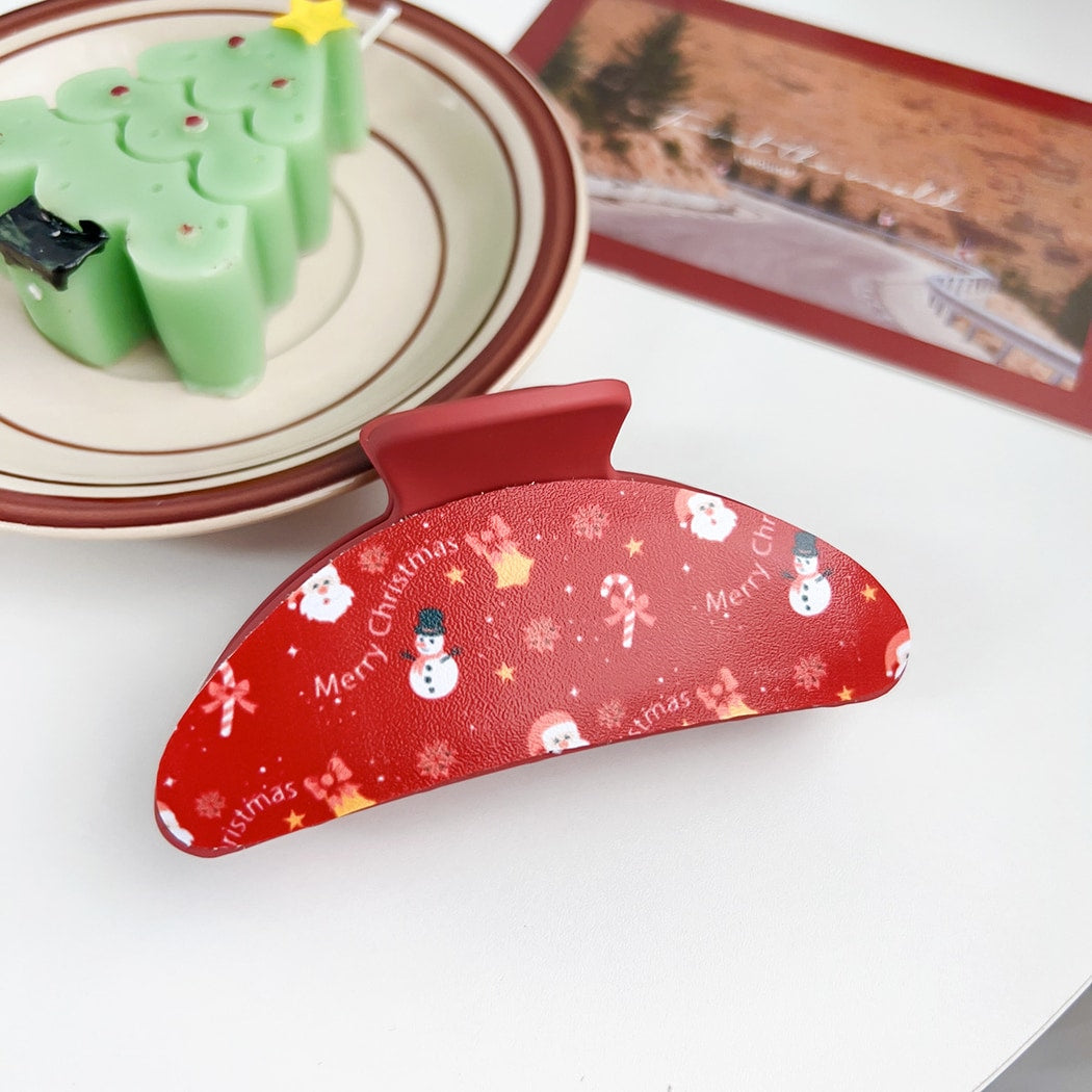 Beau - Classic Christmas Theme Print Claw Clip