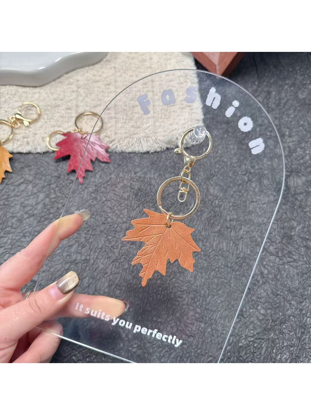 Keypus - Minimal Maple Leaf Bag Charm Alloy Keychain