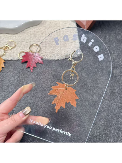 Keypus - Minimal Maple Leaf Bag Charm Alloy Keychain