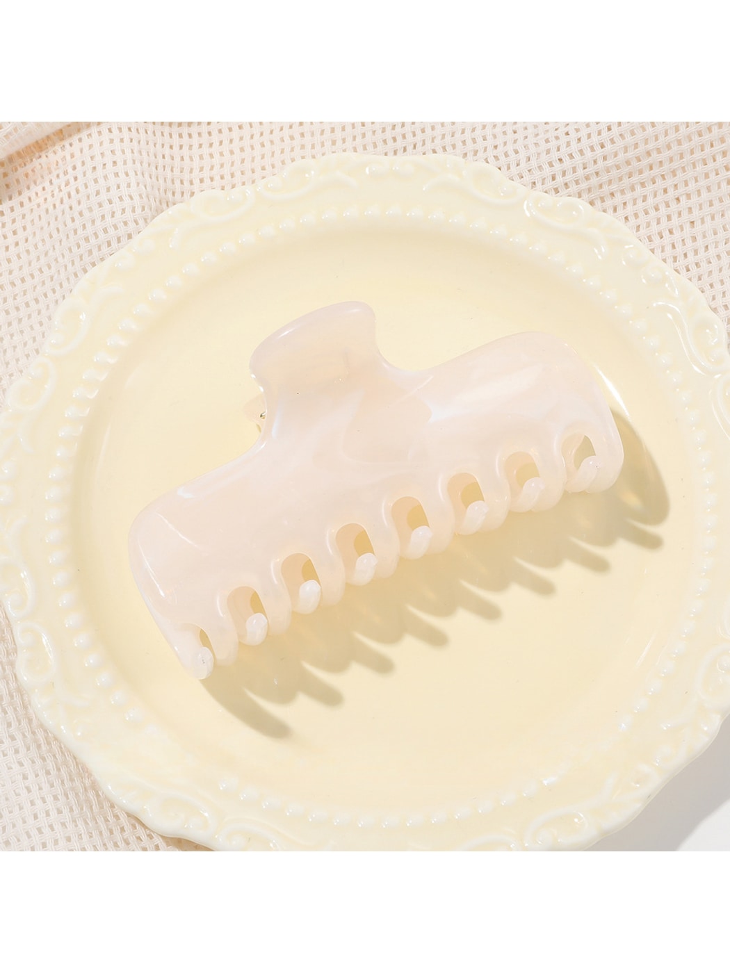 Beau - Marbled Plastic Flat Profile Hair Claw Clip