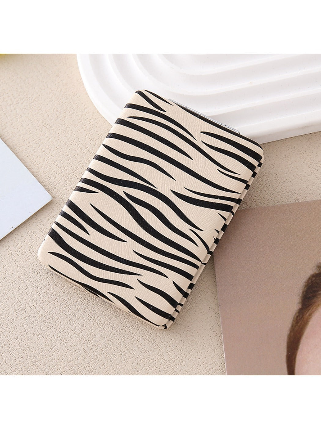 Mirroray - Minimalist Zebra Print Folding Makeup Mirror