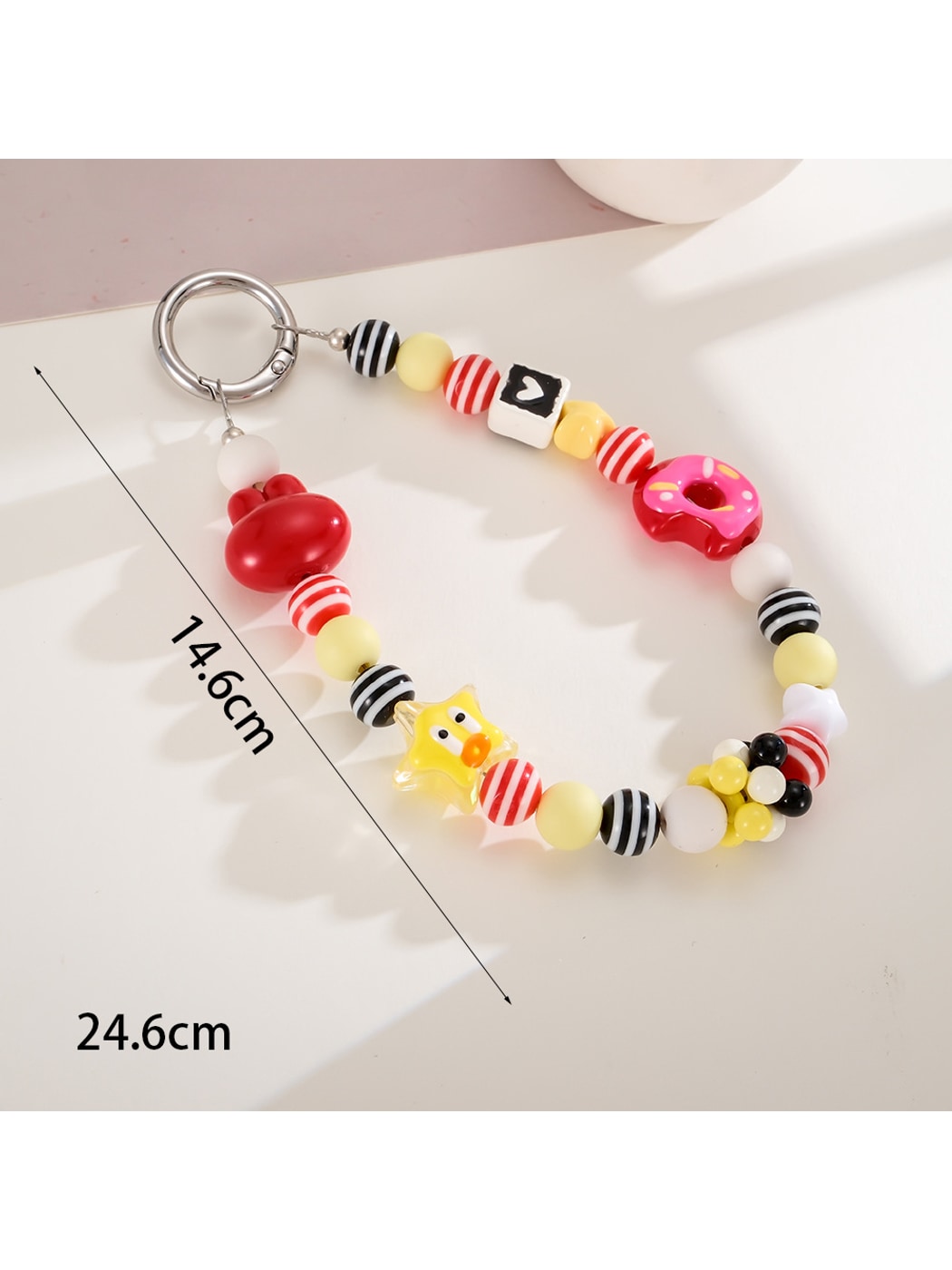 Keypus - Cartoon Acrylic Bow Star Beaded Phone Charm