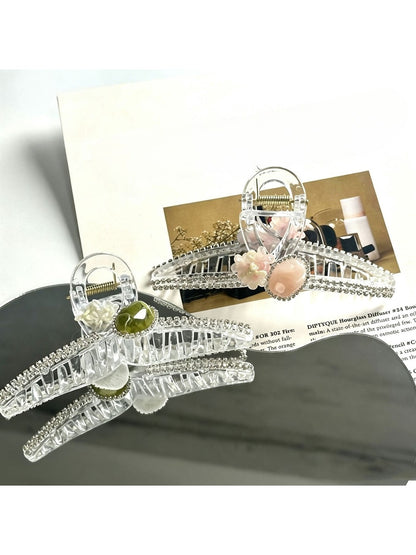 Beau - Sweet Style Floral Openwork Transparent Claw Clip
