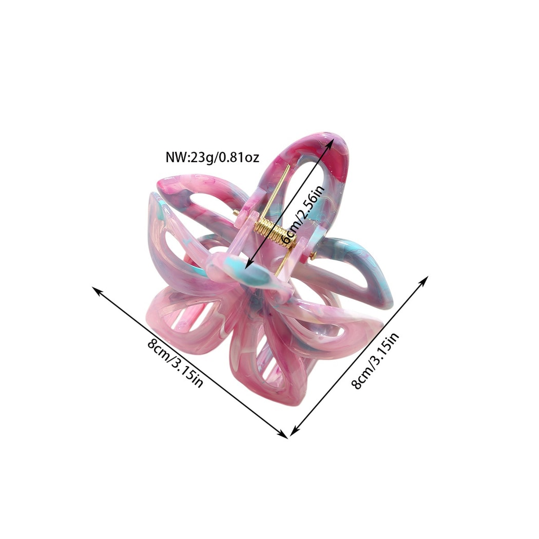 Beau - Marbled PS Alloy Flower Shape Women's Claw Clip