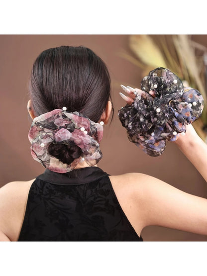 Gifty - Polyester Organza Printed Scrunchie