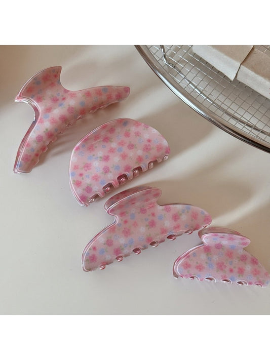 Beau - Pink Rose Patterned Hair Claw Clip