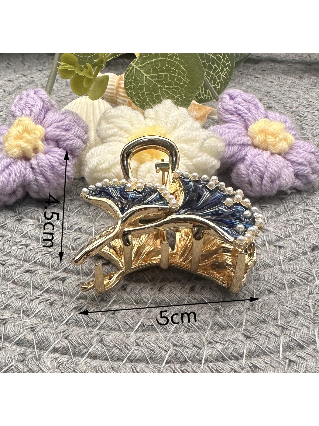 Beau - Floral Leaf Accent Alloy Claw Hair Clip
