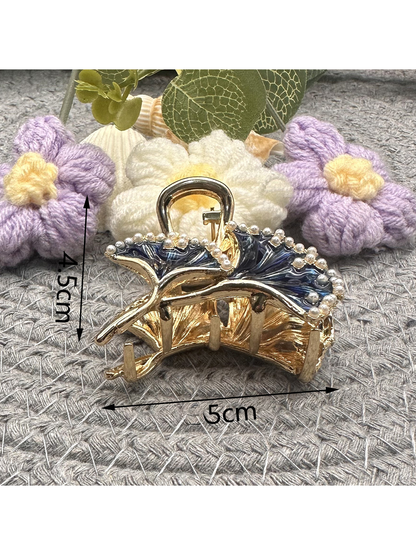 Beau - Floral Leaf Accent Alloy Claw Hair Clip