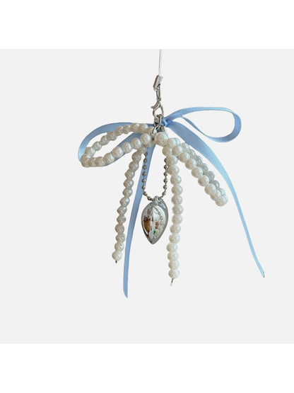 Keypus - Beaded Bow Heart Pendant Bag Charm Keychain