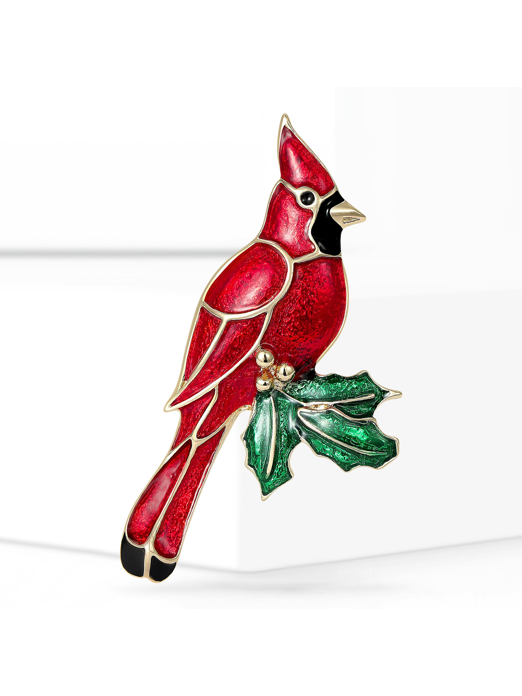 Brovia - Red Bird Branch Accent Alloy Brooch