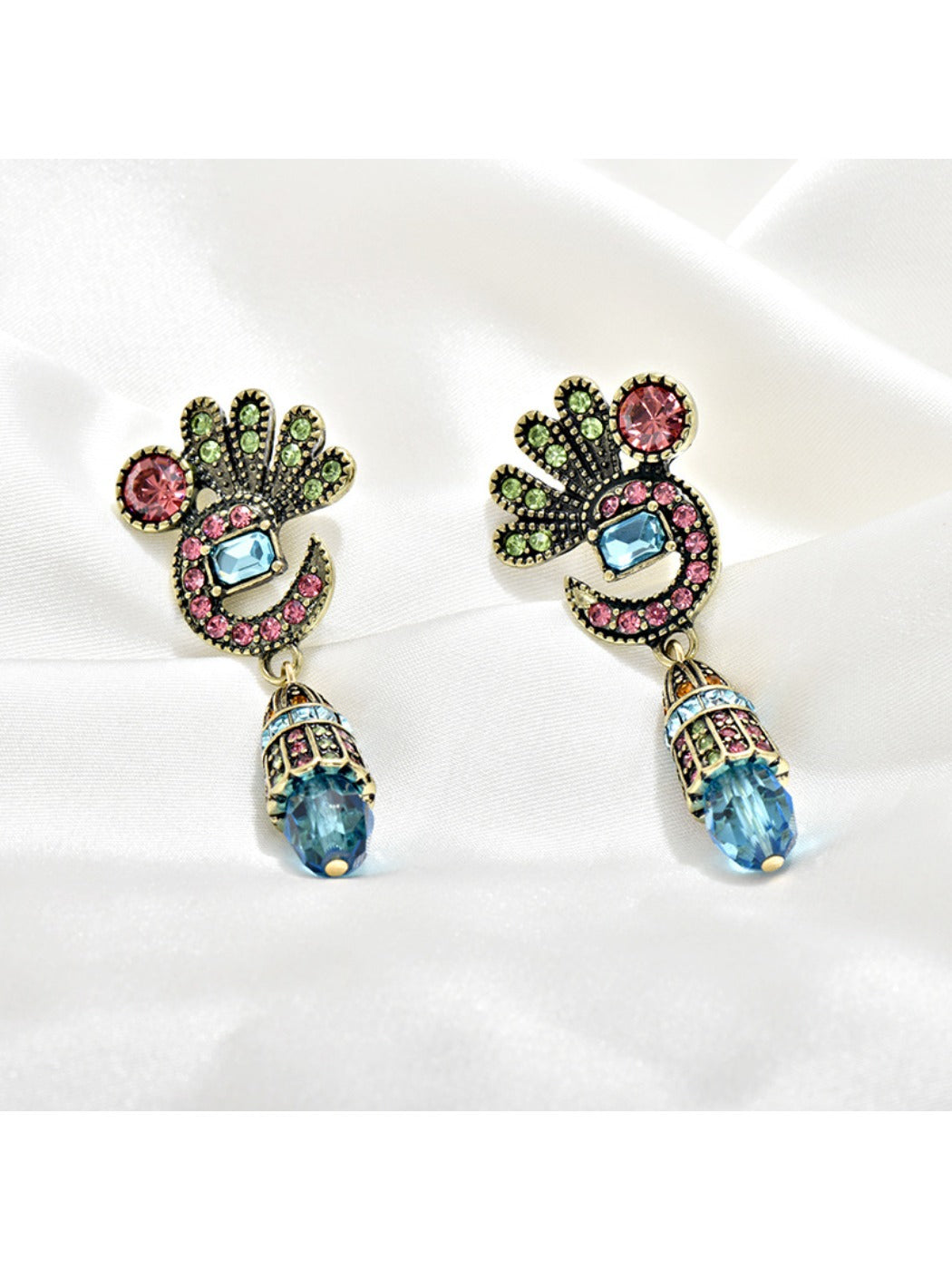 Earedge - Peacock Inspired Vintage Dangle Earrings