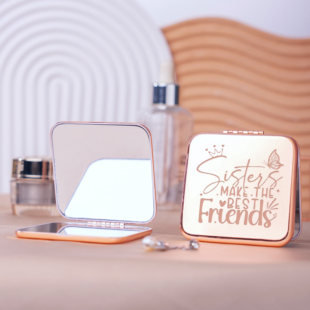 Mirroray - Square Alloy Frame Folding Makeup Mirror