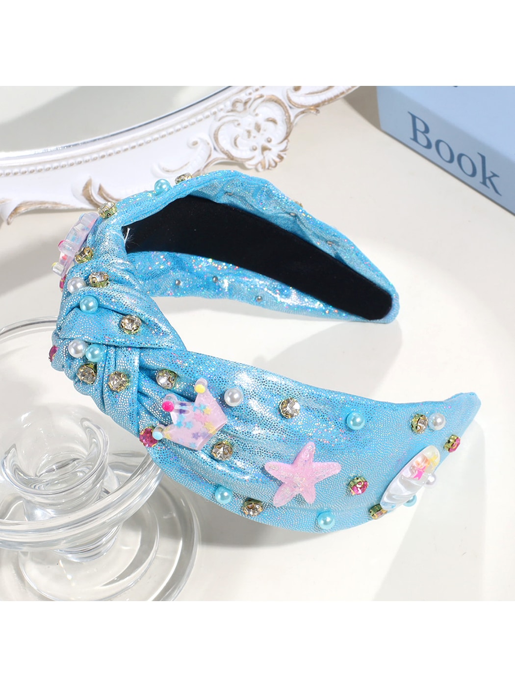 Gifty - Starfish Accent Sequined Wide Knot Headband