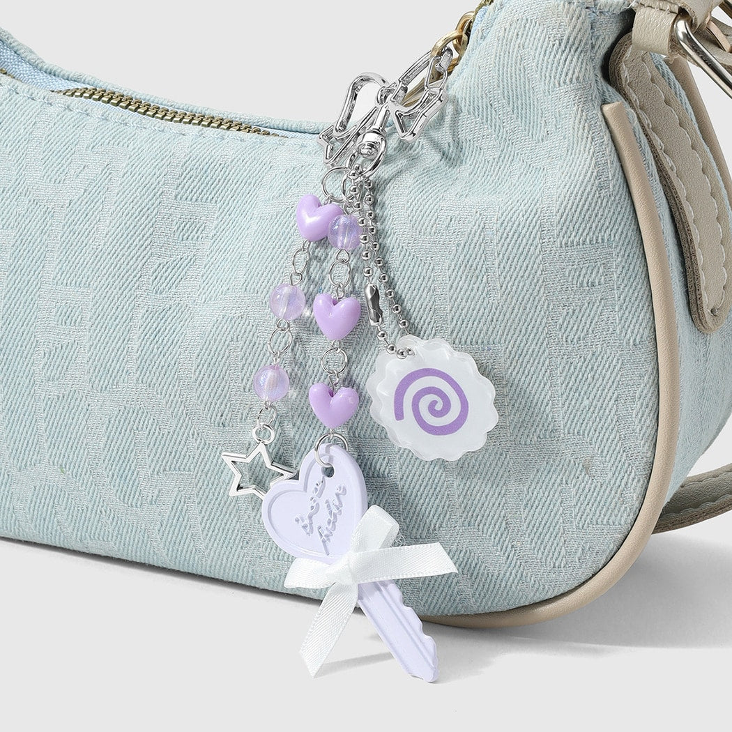Keypus - Sweet Purple Heart and Key Keychain