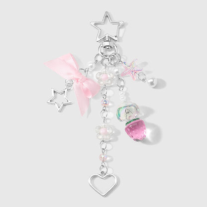 Keypus - Pink Bow Accent Beaded Keychain