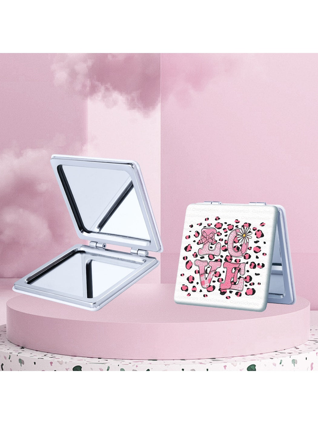 Mirroray - Cartoon Print Foldable PU Glass Mirror