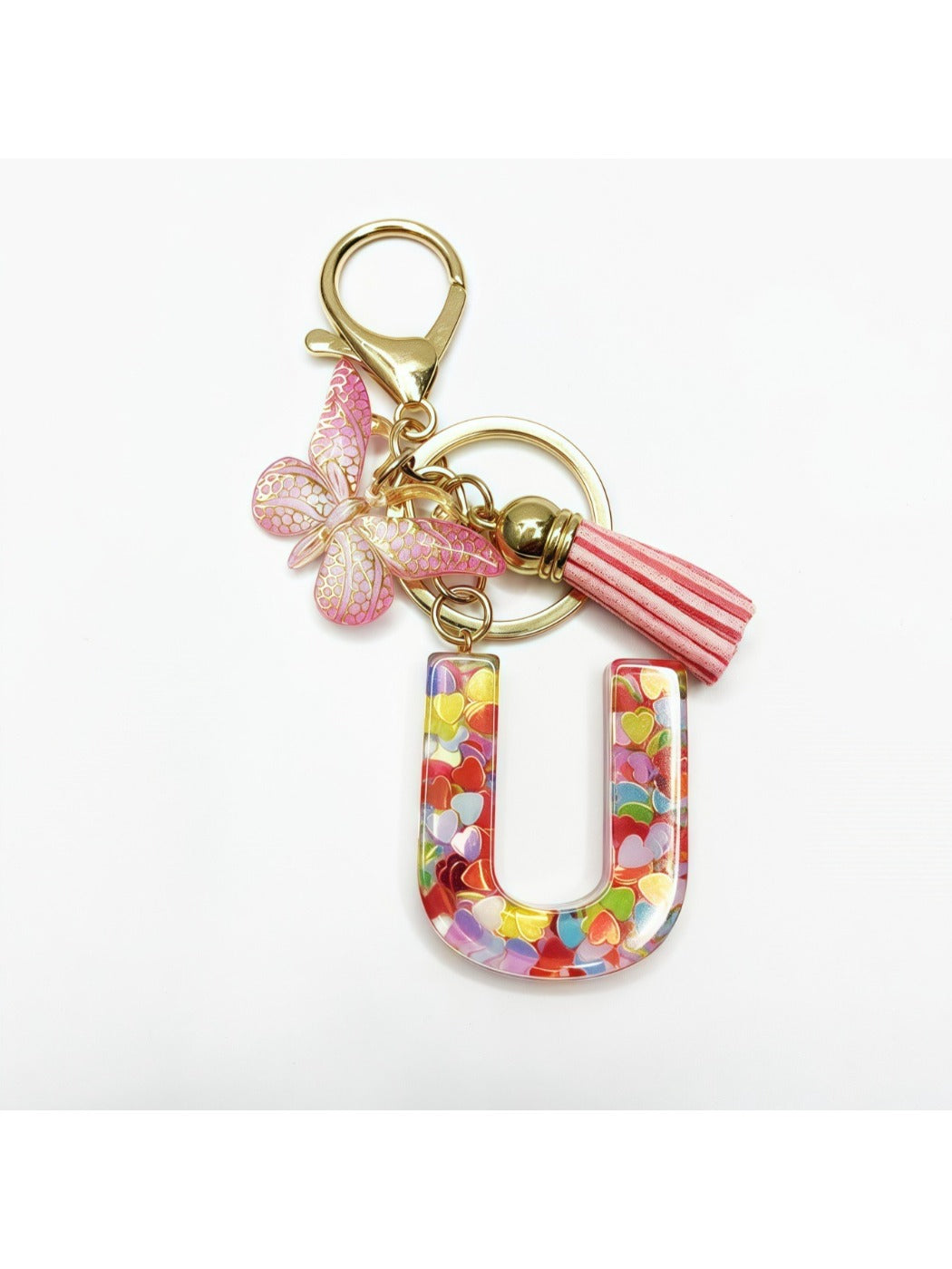 Keypus - Delicate Butterfly Letter Pendant Keychain