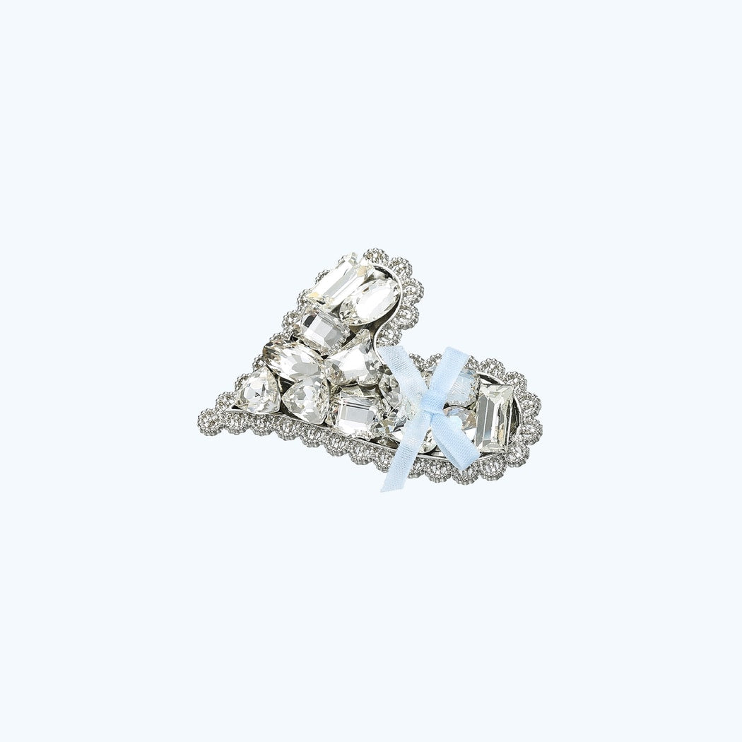 Beau - Sparkly Heart and Bow Accent Hair Clip