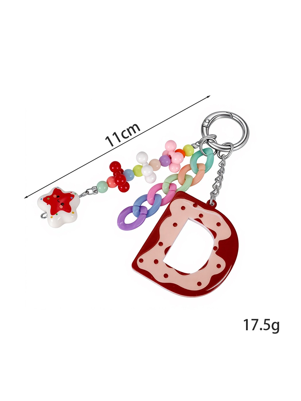 Keypus - Acrylic Letter Star Bead Chain Detail Keychain