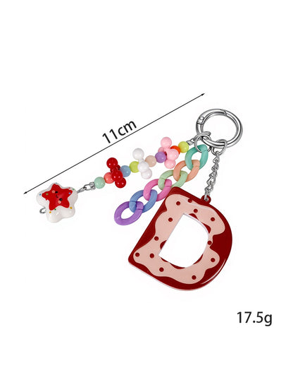 Keypus - Acrylic Letter Star Bead Chain Detail Keychain