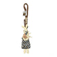 Back view of the fabric rabbit keychain highlighting the keyring attachment