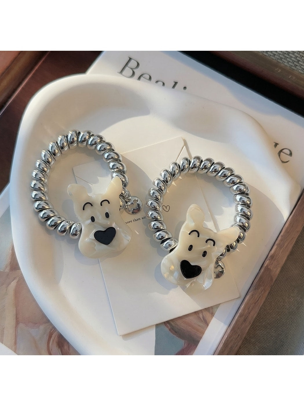 Gifty - Cute Dog Charm Telephone Cord Spiral Hair Tie