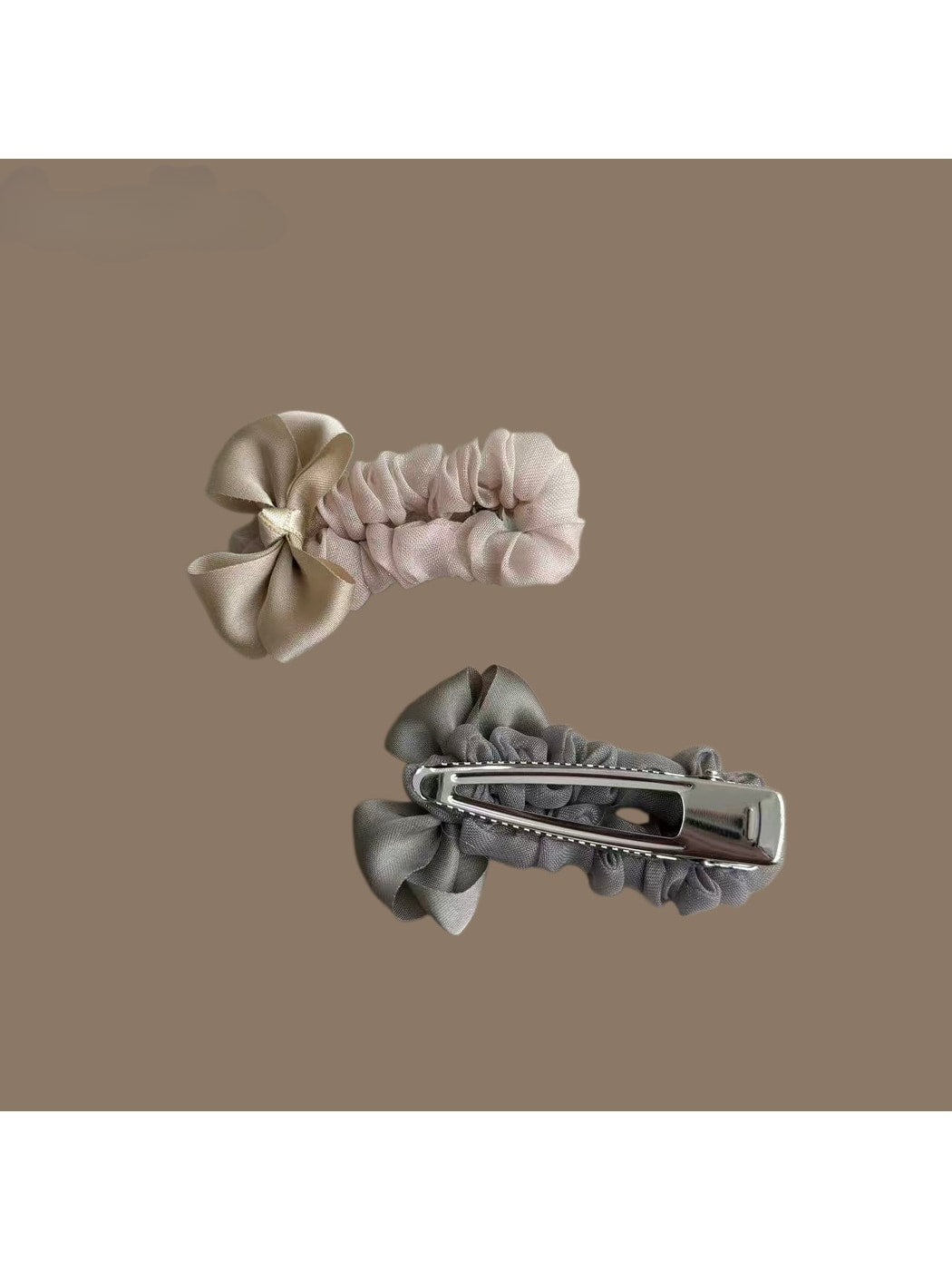 Beau - Pleated Fabric Bow Side Hair Clip