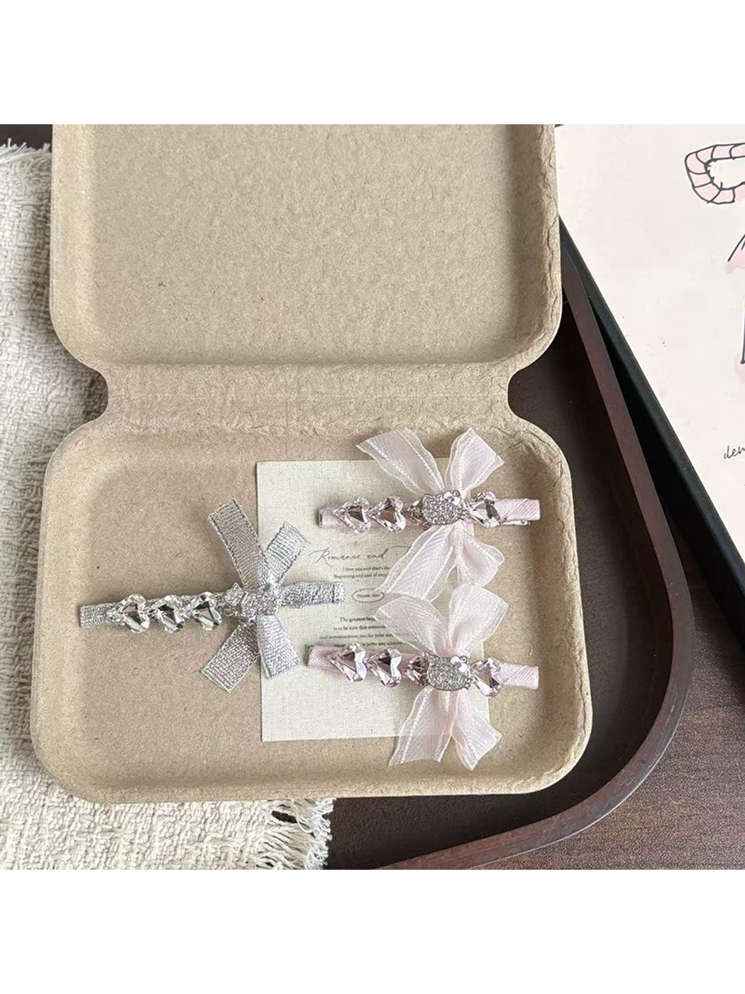 Beau - Polyester Alloy Bow Accent Side Hair Clip