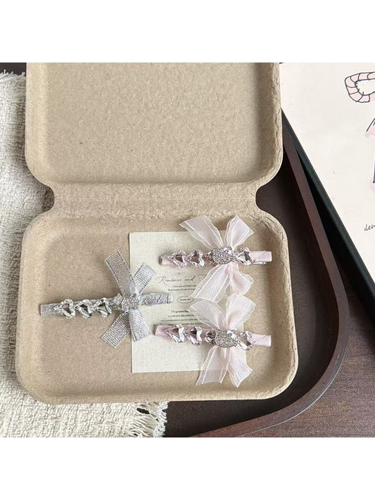 Beau - Polyester Alloy Bow Accent Side Hair Clip