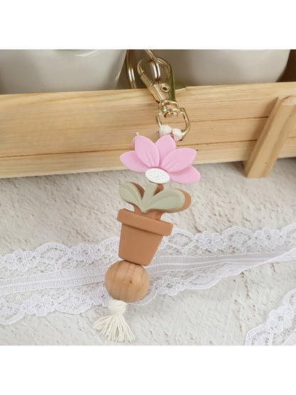 Keypus - Silicone Lotus Potted Plant Keychain