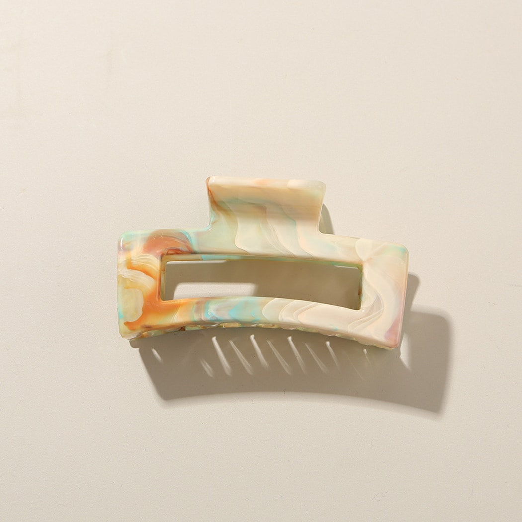 Beau - Marble Pattern Rectangle PS Hair Claw Clip