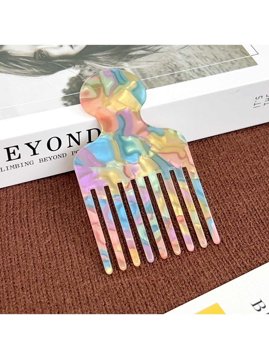 Camerow - Fashionable Marble Pattern Acetate Hair Comb